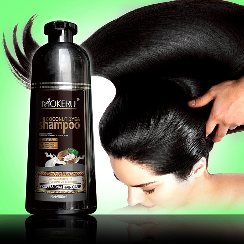 Mokeru 1pc Long Lasting Fast Black Hair Shampoo Organic Pure Natural Coconut Oil Essence Hair Dye Shampoo for Hair for Women