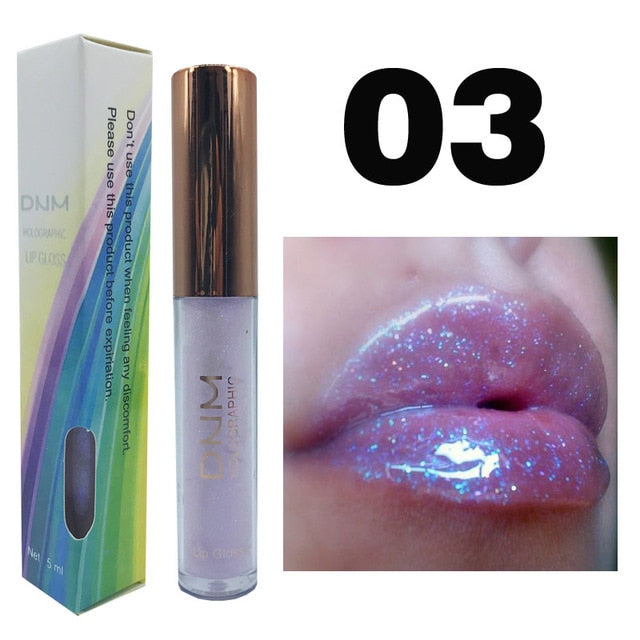 DNM Shimmer Polarized Lipgloss Waterproof Liquid Lipstick Moisturizer Laser Cosmetic High Pearl Glitter Lip Gloss TSLM2